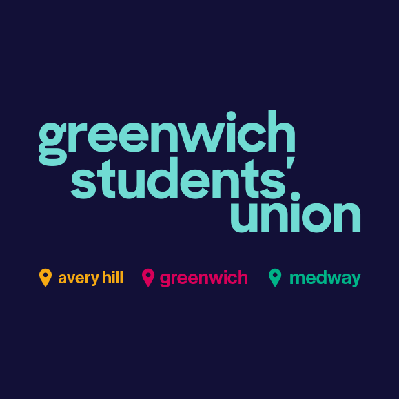 Greenwich Students' Union logo - teal lettering on navy background